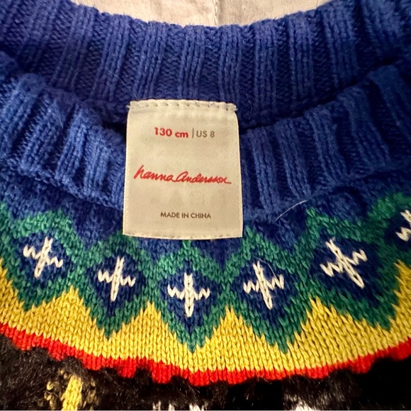 Hanna Andersson Black Sweater with Colorful Holiday Festive Design - Picture 3 of 4